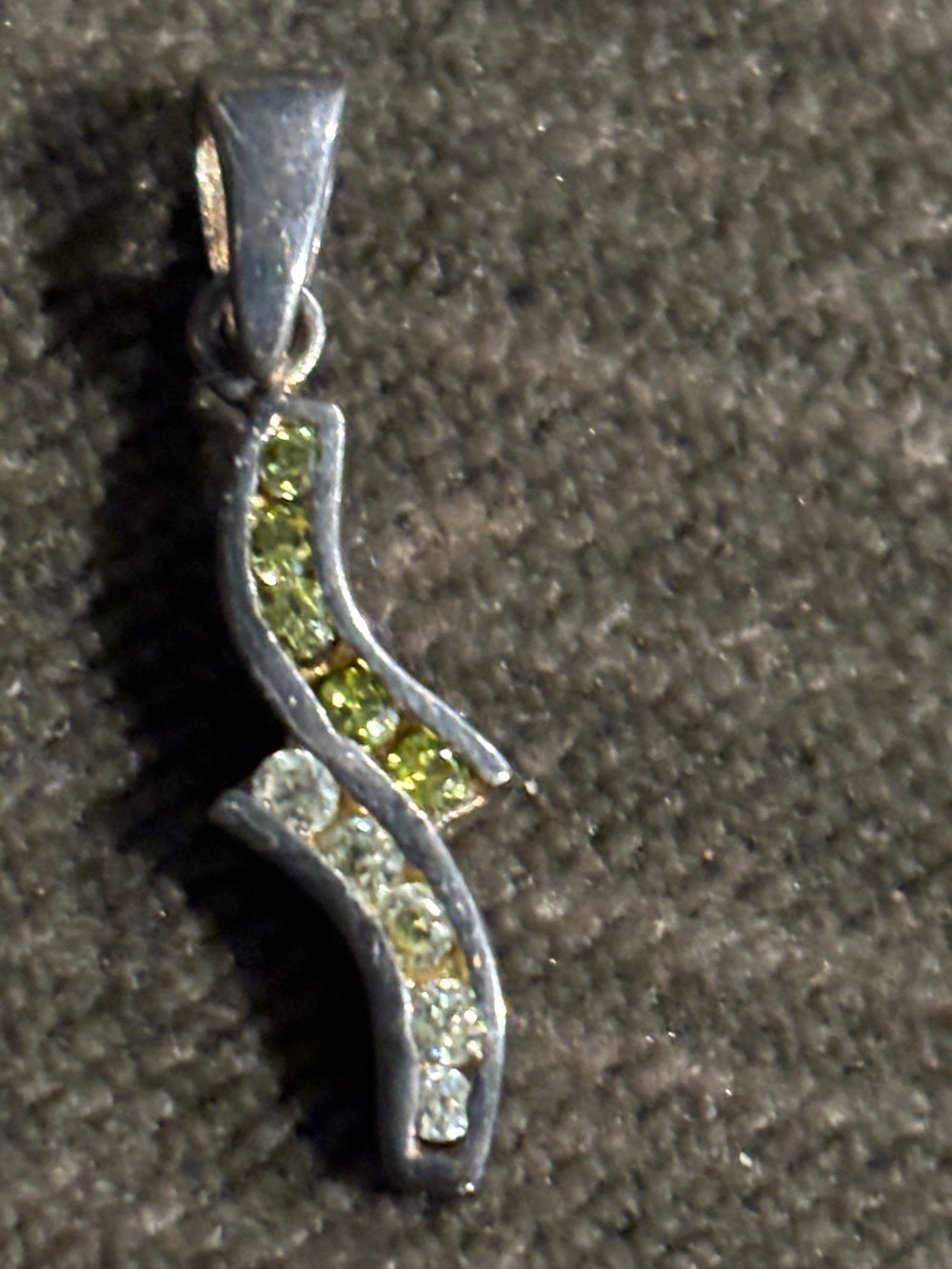 .925 Sterling PERIDOT TOPAZ Lightning PENDANT Vintage Silver Fine Jewelry TESTED
